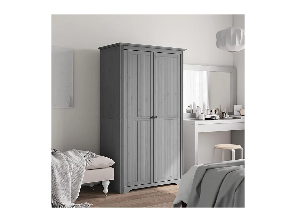 Armadio grigio BODO 99x53,5x173 cm in legno massello di pino