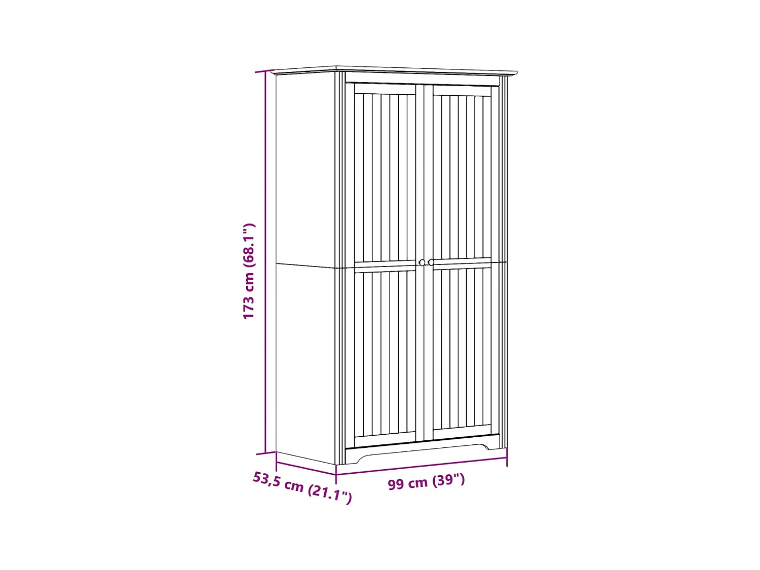BODO grijze kledingkast 99x53,5x173 cm massief grenenhout