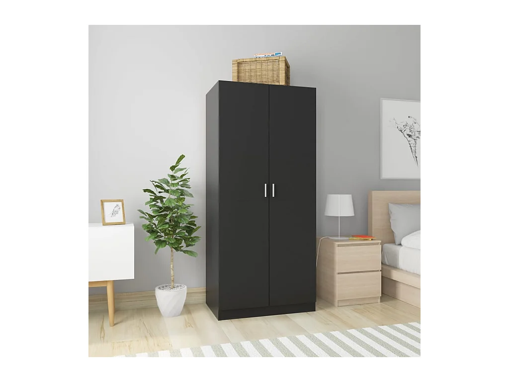 Armario negro 80x52x180 cm Madera contrachapada