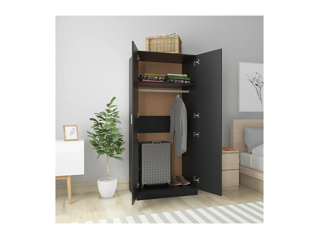 Armario negro 80x52x180 cm Madera contrachapada