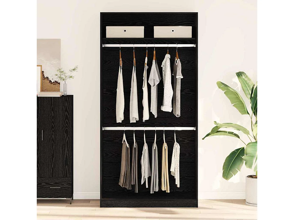 Armoire Chêne noir 100 x 50 x 200 cm Bois d'ingénierie