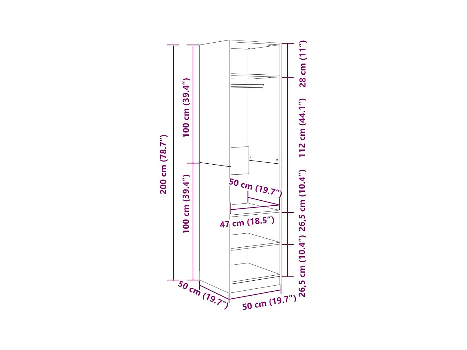 Kast met plank handgemaakt eikenhout