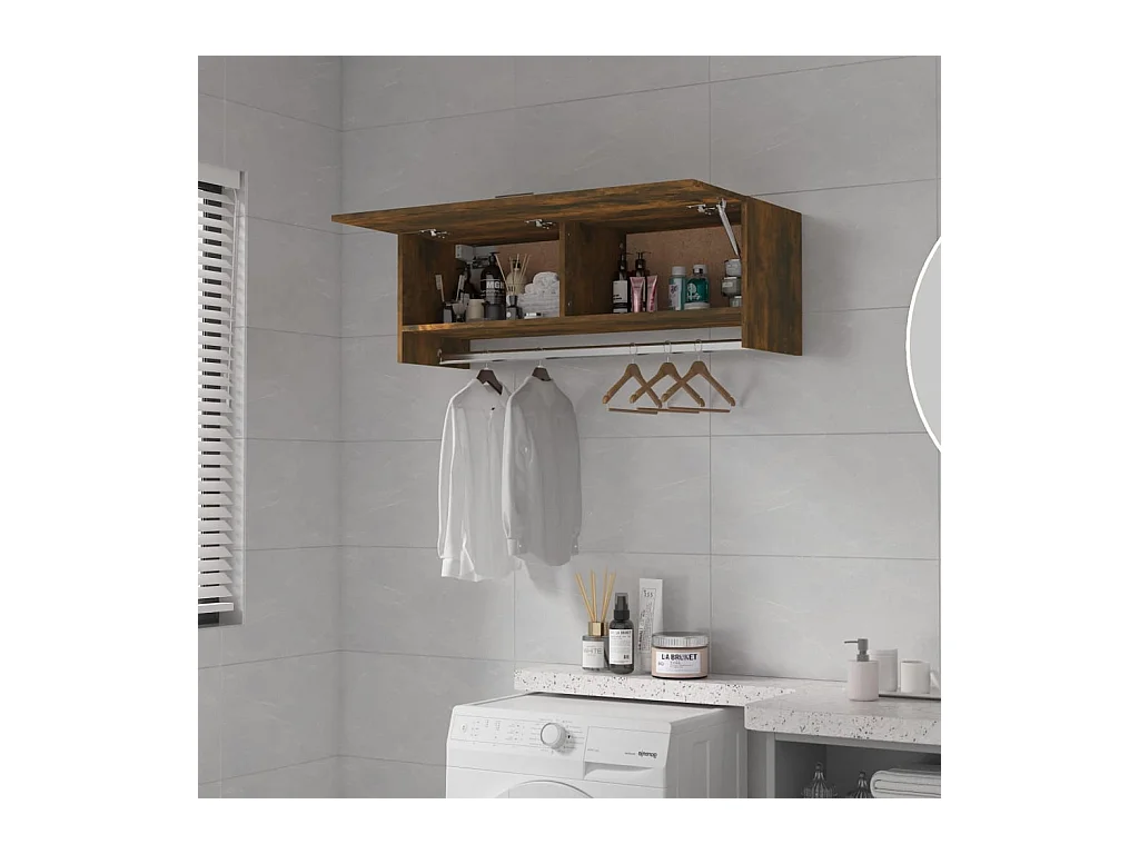 Gerookte eikenhouten kledingkast 100x32,5x35 cm bewerkt hout