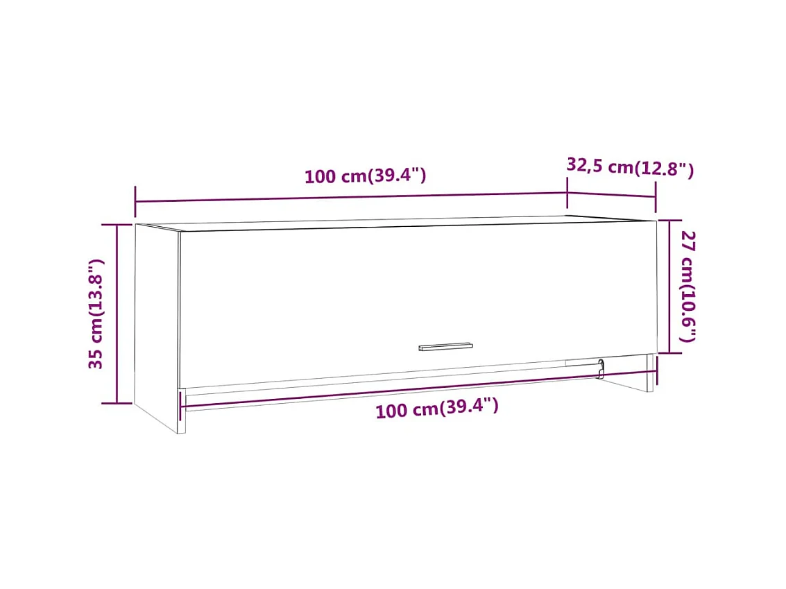 Gerookte eikenhouten kledingkast 100x32,5x35 cm bewerkt hout