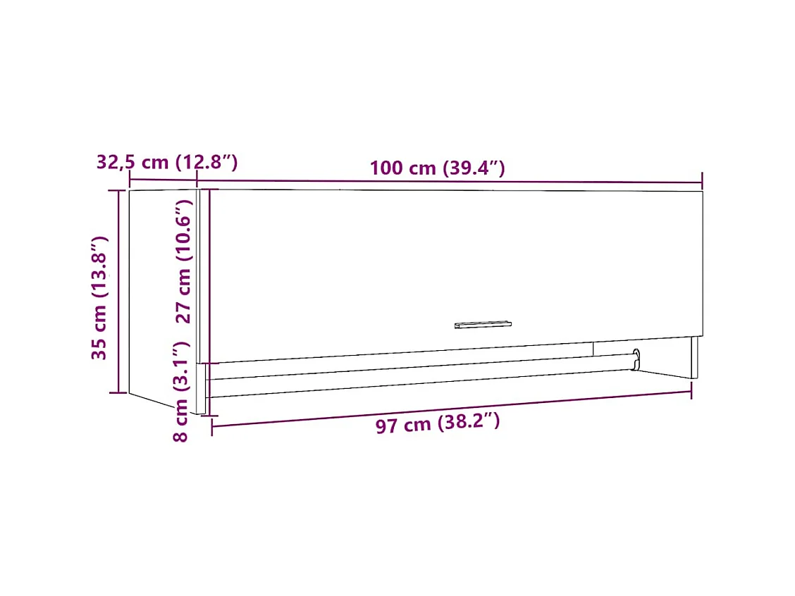 Garde-robe vieux bois 100x32,5x35 cm bois d'ingénierie