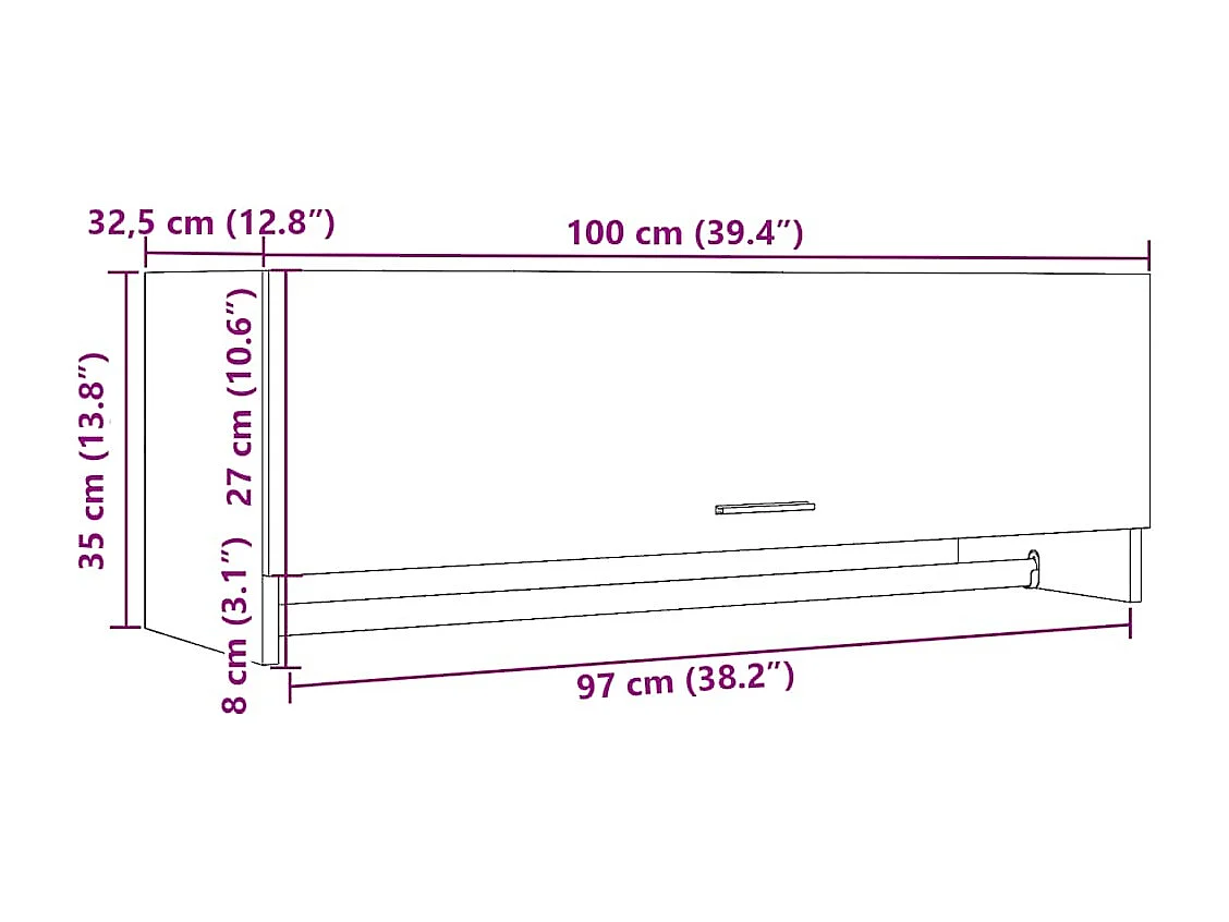 Garde-robe vieux bois 100x32,5x35 cm bois d'ingénierie