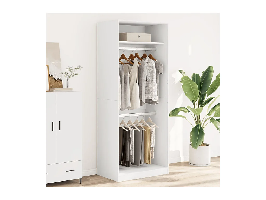 Witte kledingkast 80x50x200 cm van bewerkt hout
