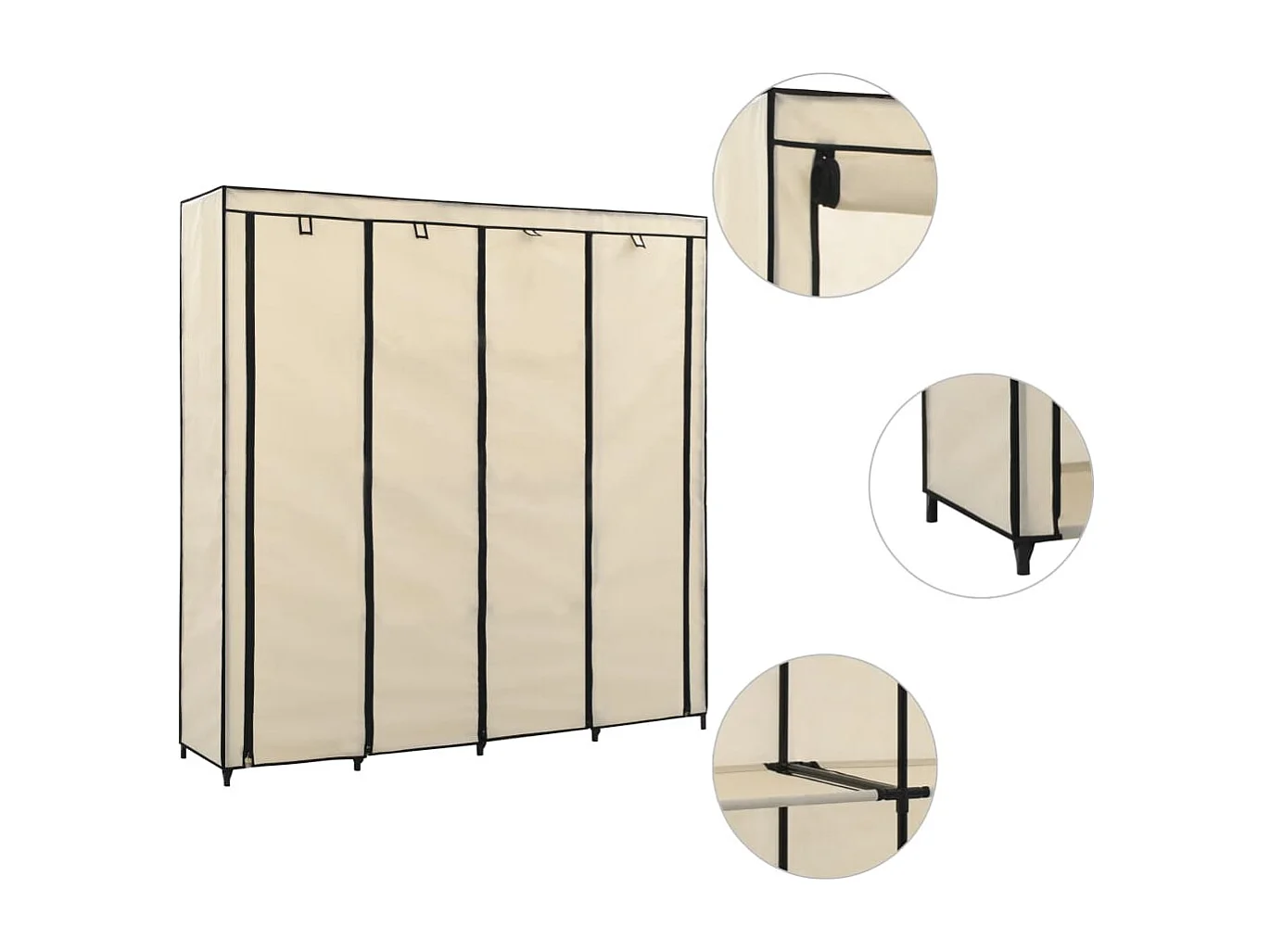 Armadio a 4 scomparti Crema 175x45x170 cm