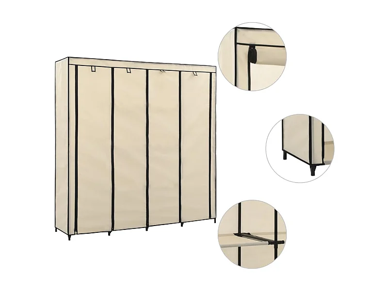 Armario con 4 compartimentos Crema 175x45x170 cm