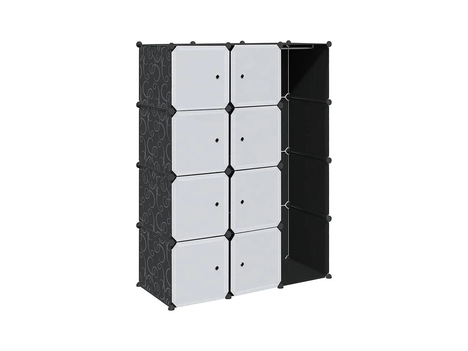 Armario modular 9 compartimentos blanco y negro 109x36,5x143 cm