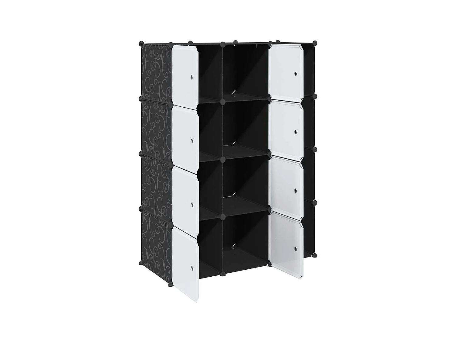 Armario modular 9 compartimentos blanco y negro 109x36,5x143 cm