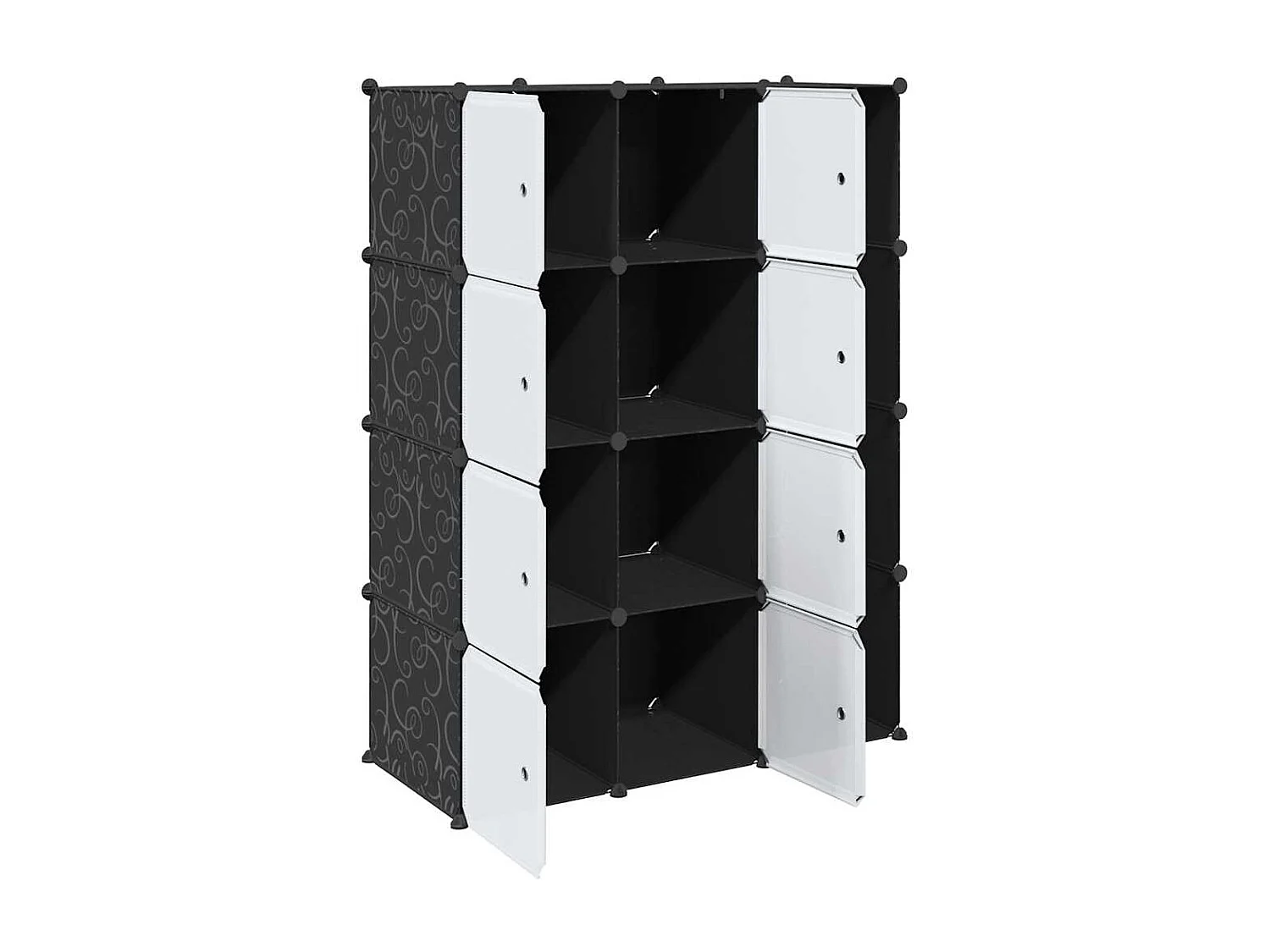 Mobile componibile 9 scomparti bianco e nero 109x36,5x143 cm