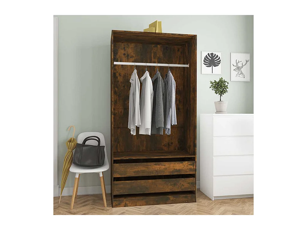 Gerookte Eiken Kledingkast 100x50x200 cm Engineered Wood