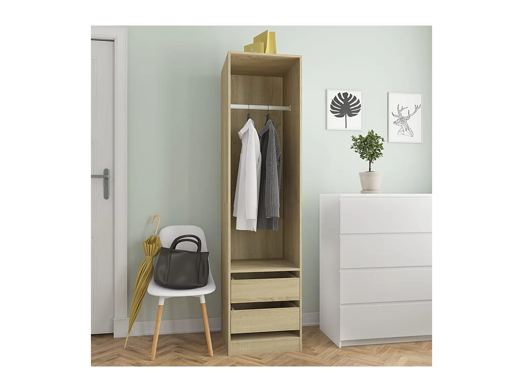 Kledingkast met lades Sonoma eiken Technisch hout