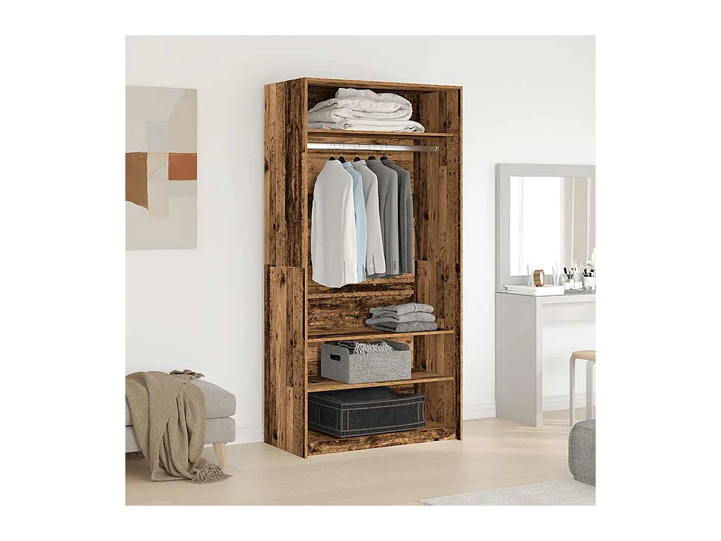 Kledingkast oud hout 100x50x200 cm bewerkt hout