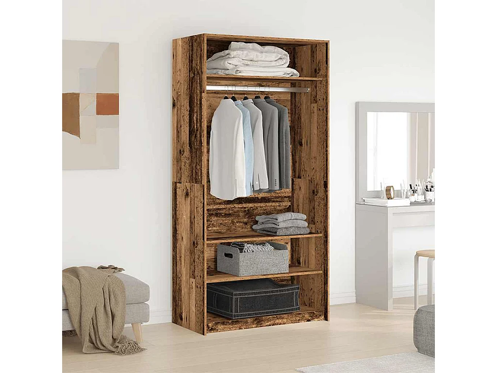 Garde-robe vieux bois 100x50x200 cm bois d'ingénierie