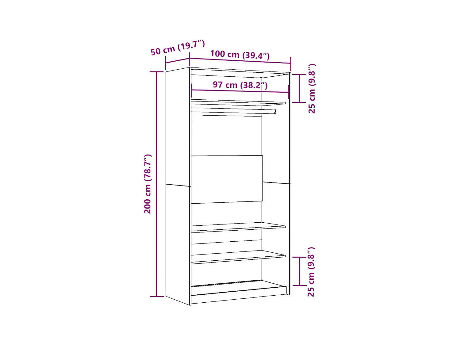Garde-robe vieux bois 100x50x200 cm bois d'ingénierie
