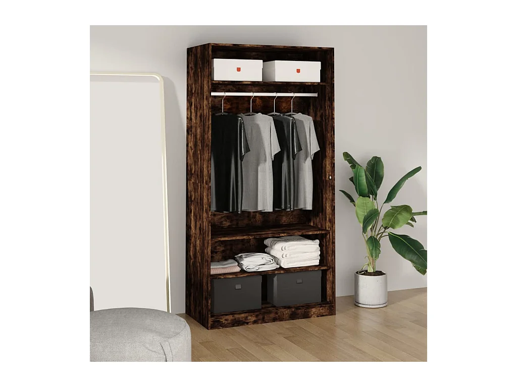 Armadio in rovere affumicato 100x50x200 cm in legno ingegnerizzato