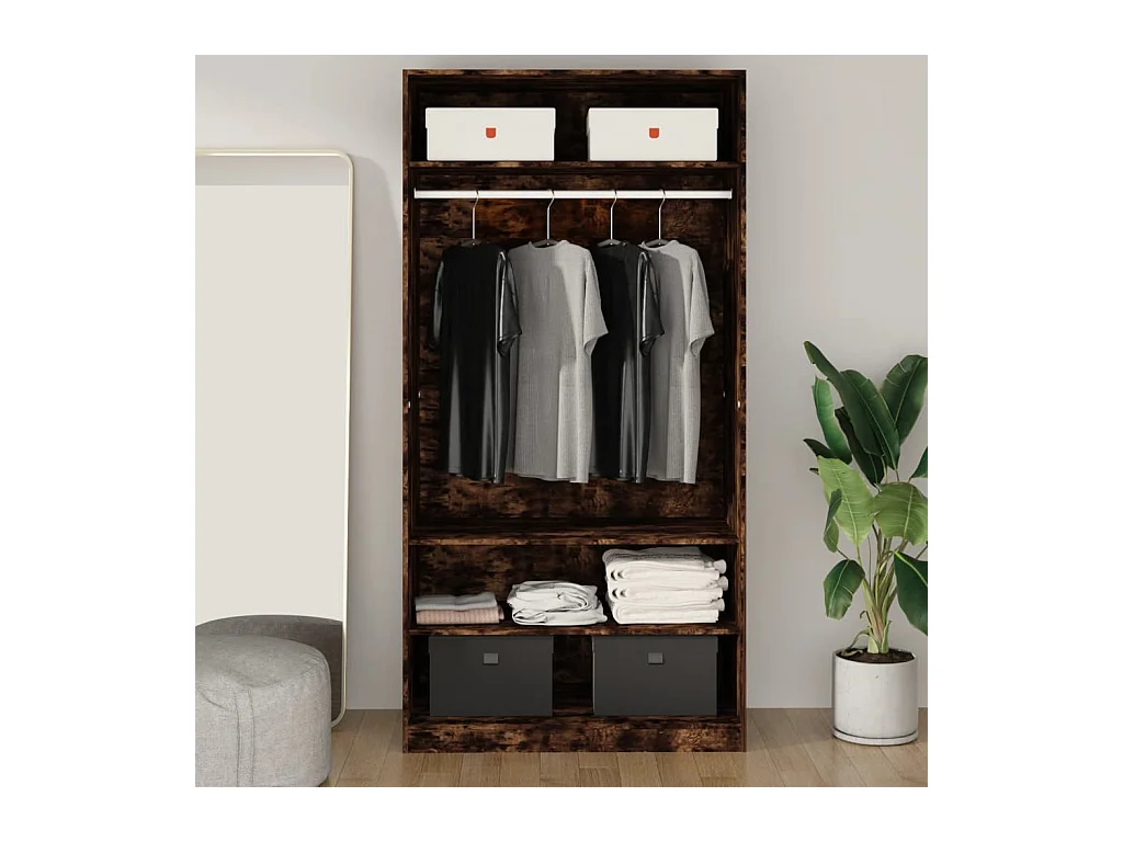 Armadio in rovere affumicato 100x50x200 cm in legno ingegnerizzato