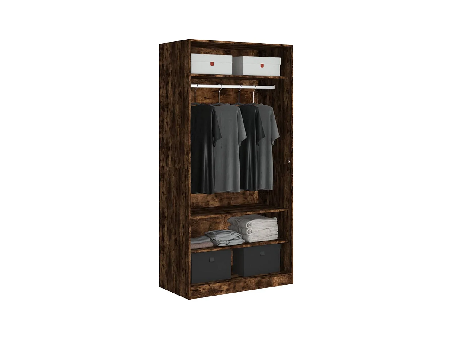 Gerookte eikenhouten kledingkast 100x50x200 cm bewerkt hout