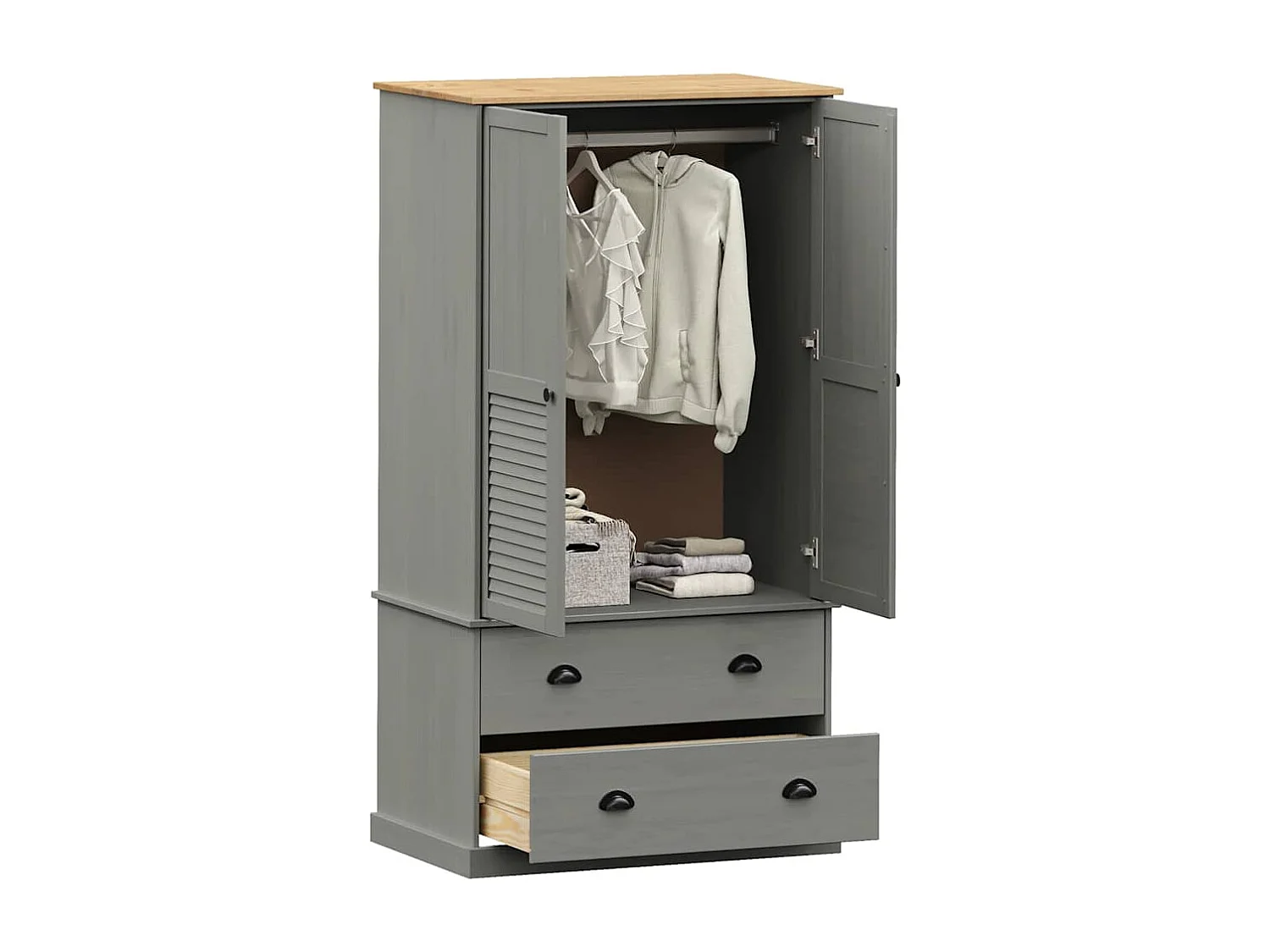 Armario VIGO gris 90x55x170 cm madera maciza de pino