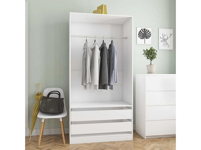 Witte kledingkast 100x50x200 cm Technisch hout