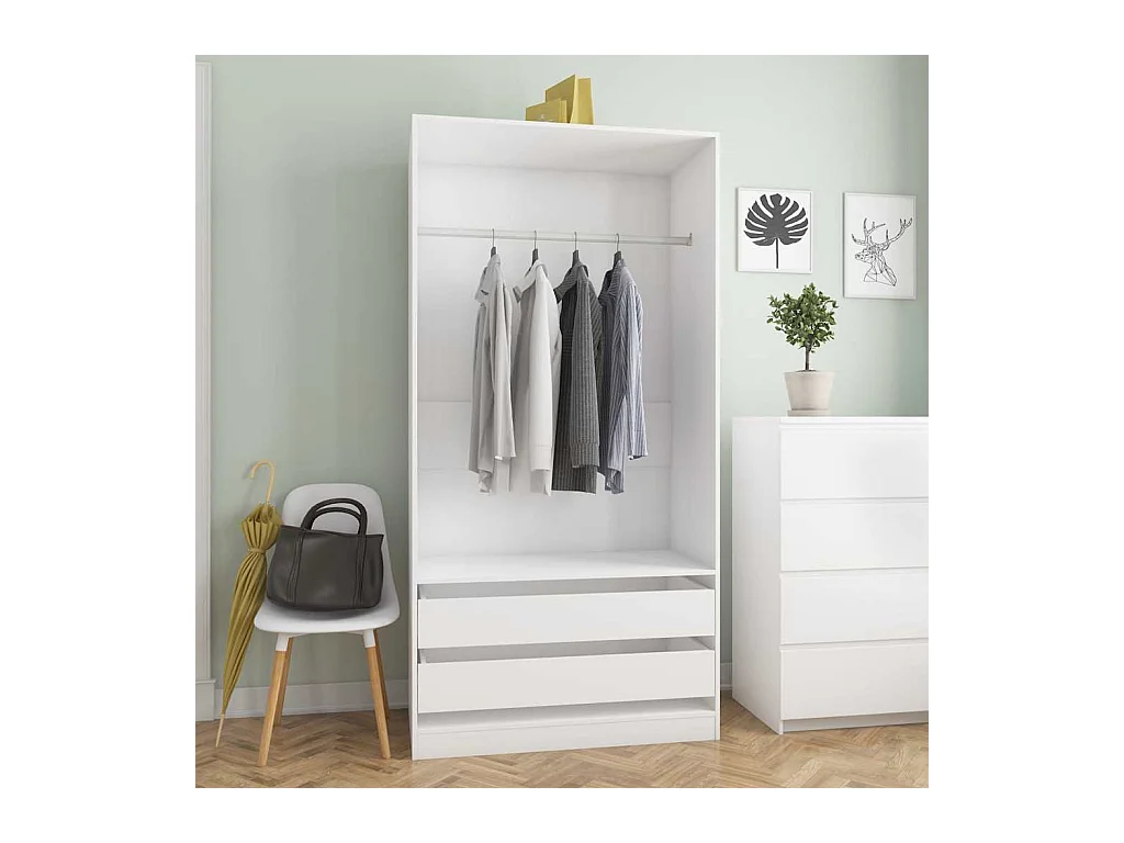 Witte kledingkast 100x50x200 cm Technisch hout