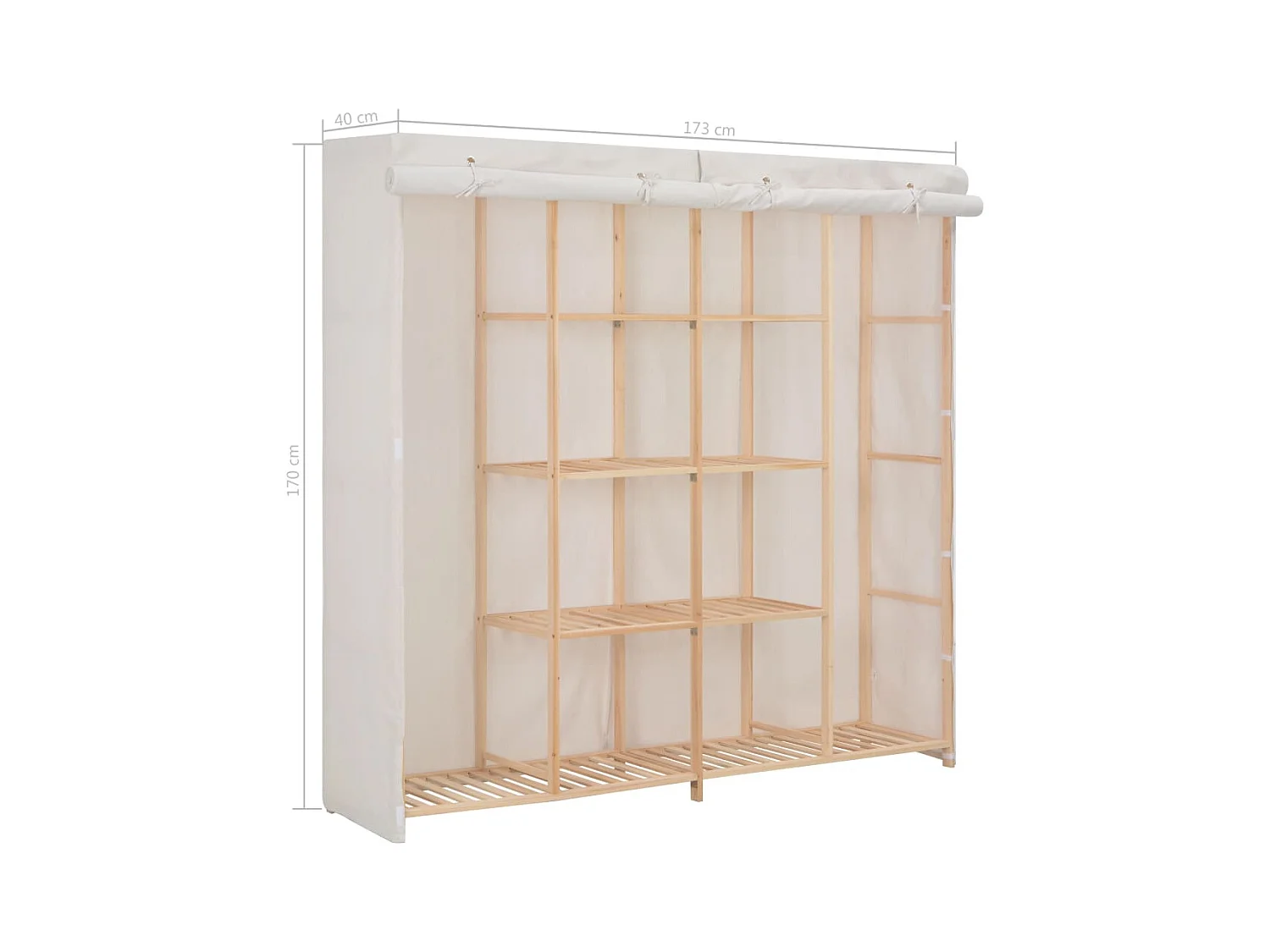 Witte kledingkast 173x40x170 cm stof