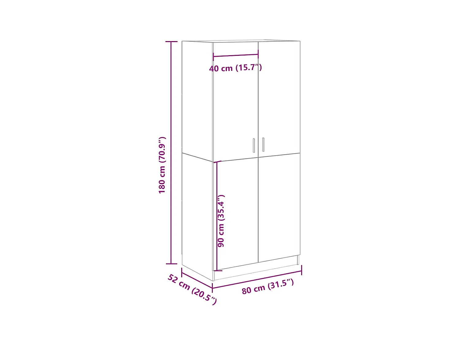 Garde-robe vieux bois 80x52x180 cm bois d'ingénierie
