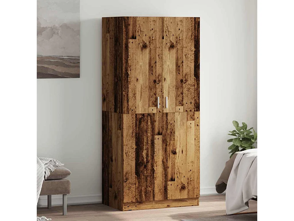 Garde-robe vieux bois 80x52x180 cm bois d'ingénierie