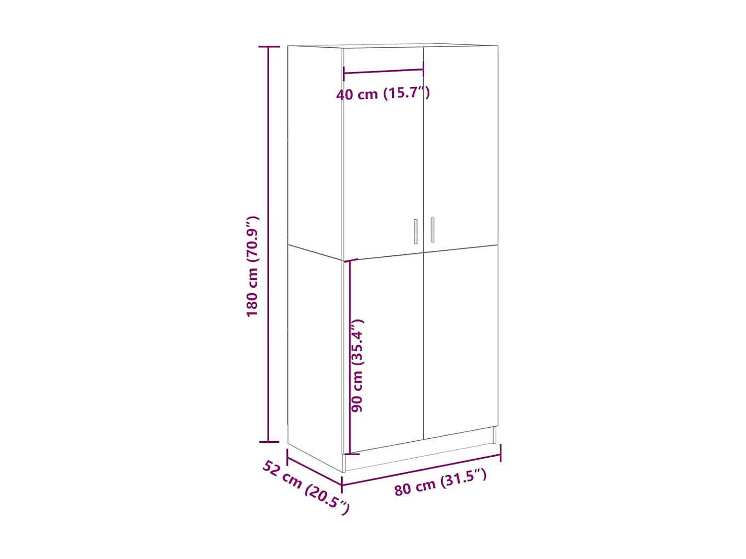 Garde-robe vieux bois 80x52x180 cm bois d'ingénierie