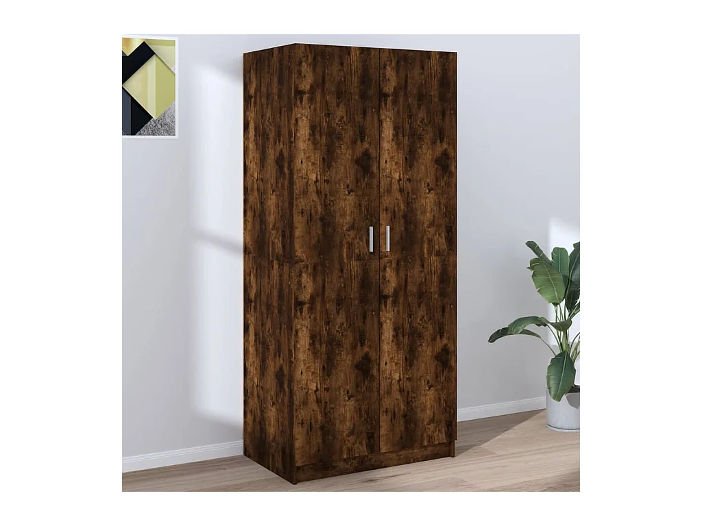 Gerookte eikenhouten kledingkast 80x52x180 cm, bewerkt hout