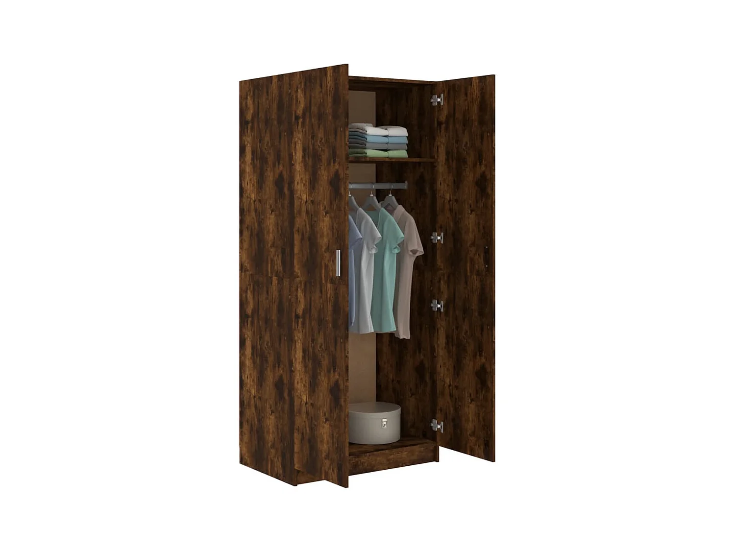 Gerookte eikenhouten kledingkast 80x52x180 cm, bewerkt hout