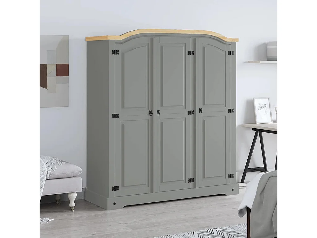Garde-robe avec 3 portes Gamme Corona pin mexicain Gris