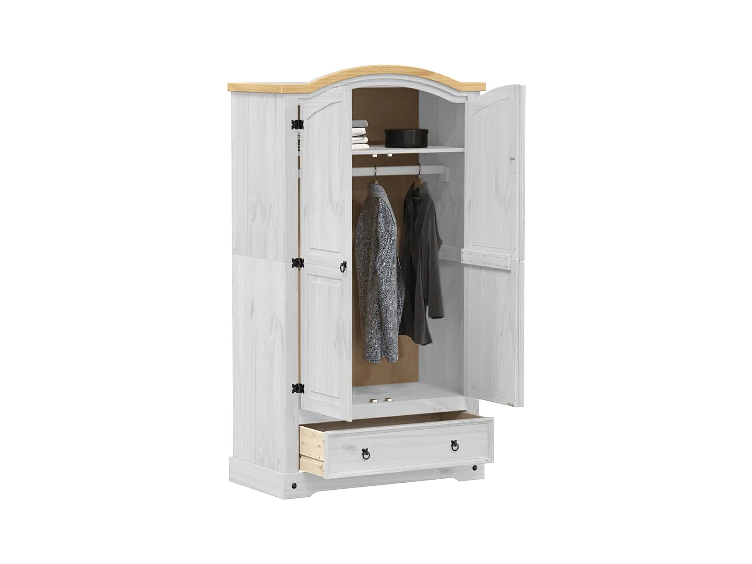 Garde-robe Corona blanc 102x52x186 cm bois de pin massif