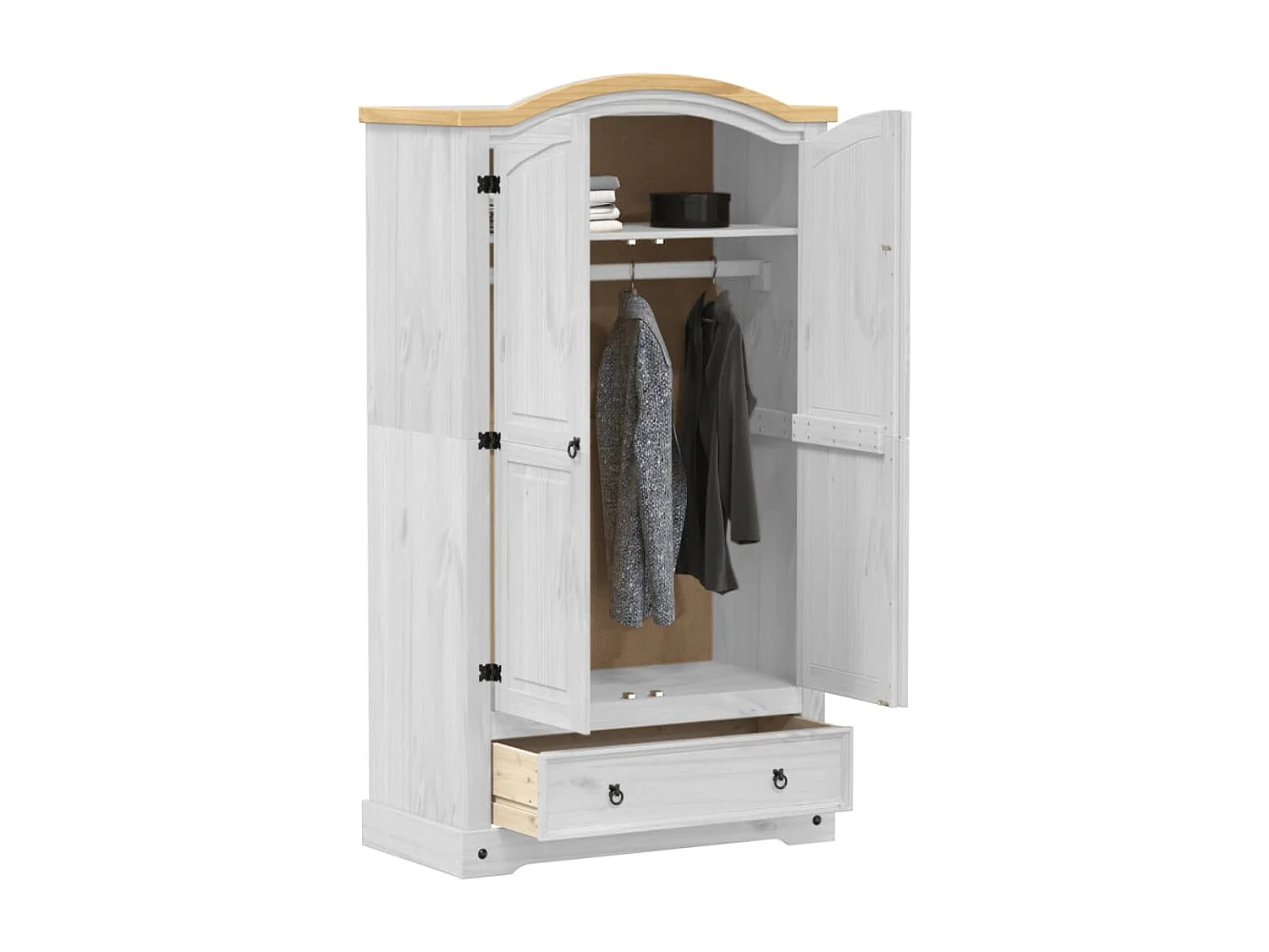 Garde-robe Corona blanc 102x52x186 cm bois de pin massif