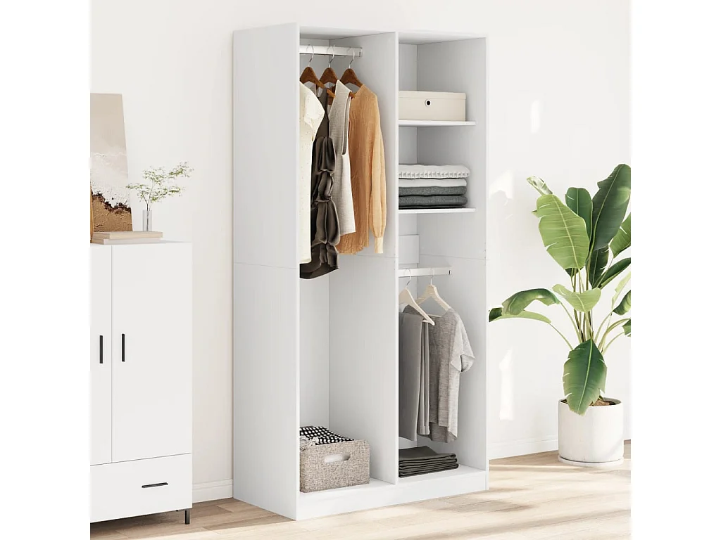 Armario blanco 100x50x200 cm Madera contrachapada