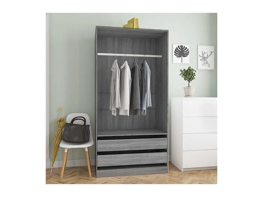 Armadio Sonoma Grey 100x50x200 cm in legno ingegnerizzato