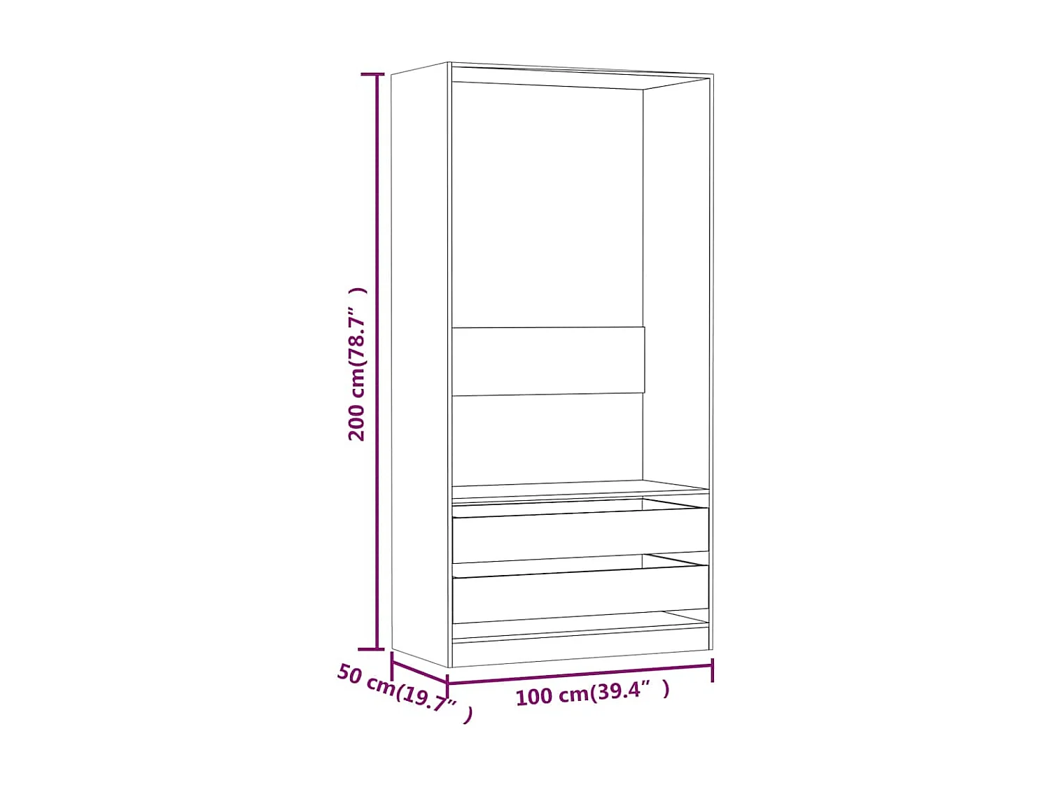 Armario Sonoma Gris 100x50x200 cm Madera de Ingeniería