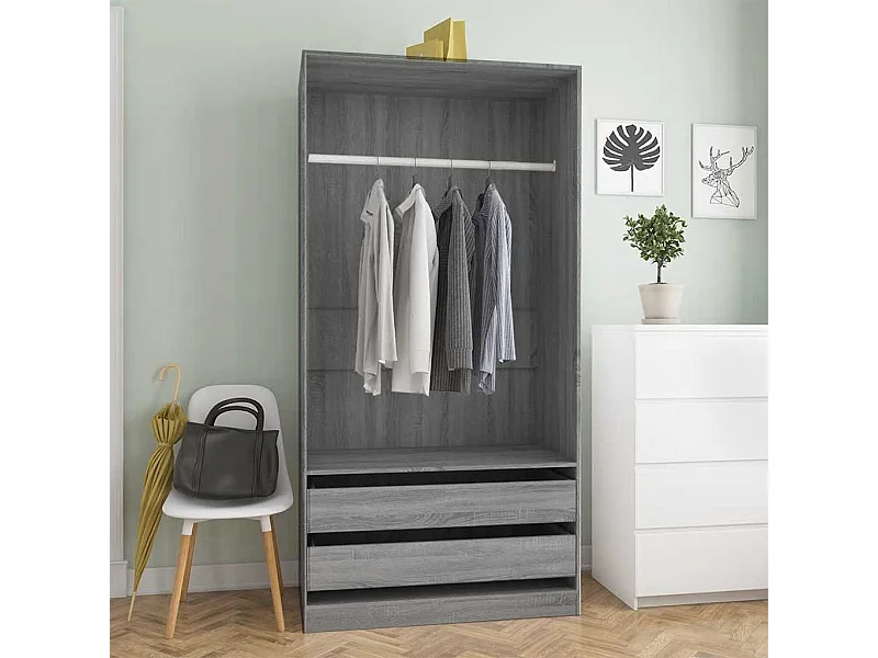 Garde-robe Sonoma gris 100x50x200 cm Bois d'ingénierie