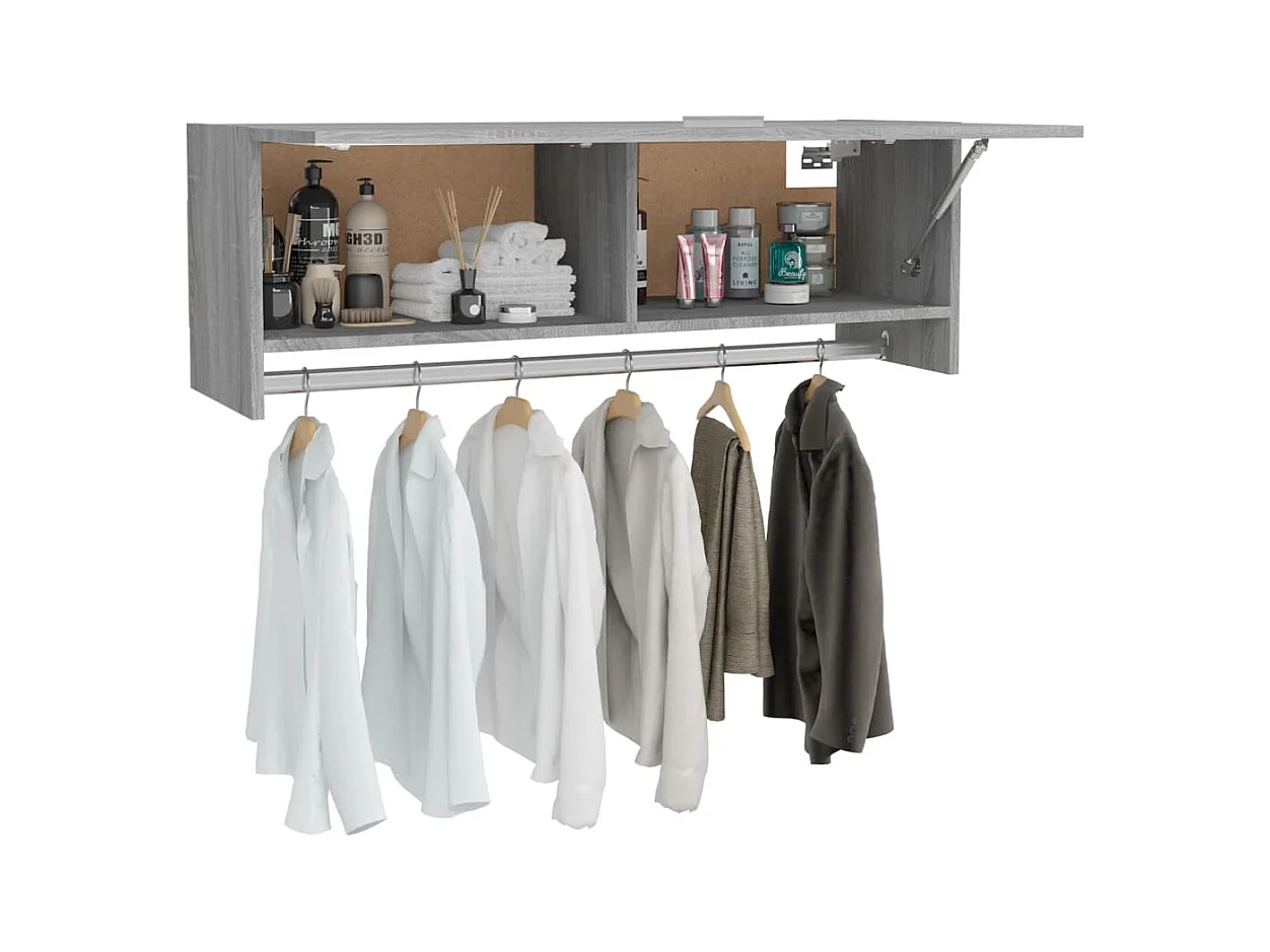 Sonoma Grijze Garderobekast 100x32,5x35 cm Bewerkt Hout