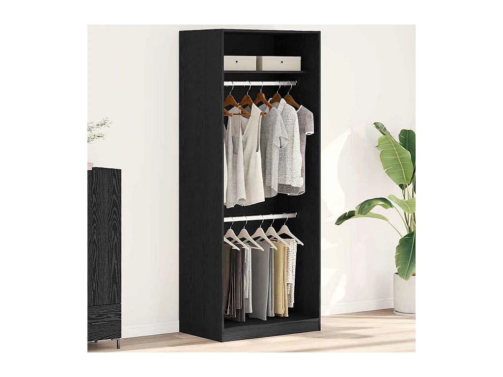 Kleiderschrank Eiche schwarz 80 x 50 x 200 cm Holzwerkstoff