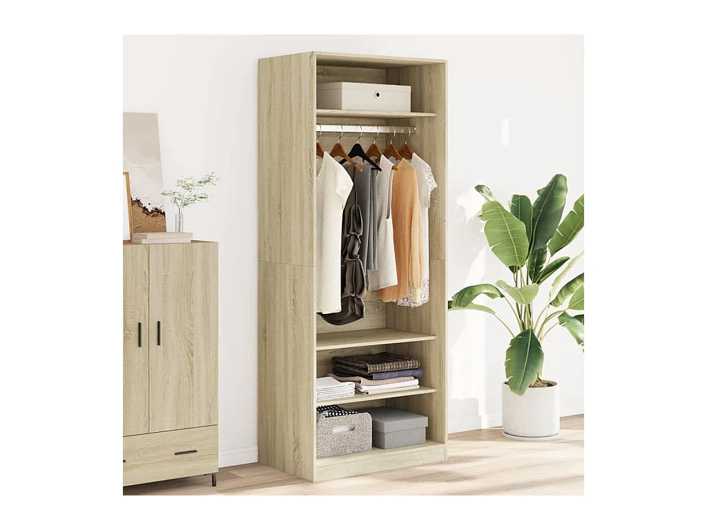 Armario de roble Sonoma 80x50x200 cm madera de ingeniería