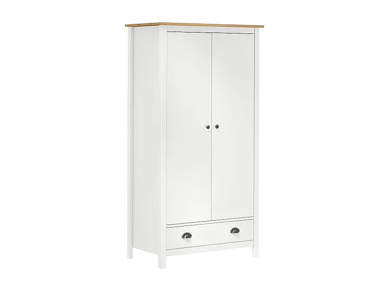 Armario Hill de 2 puertas blanco 89x50x170cm madera maciza de pino