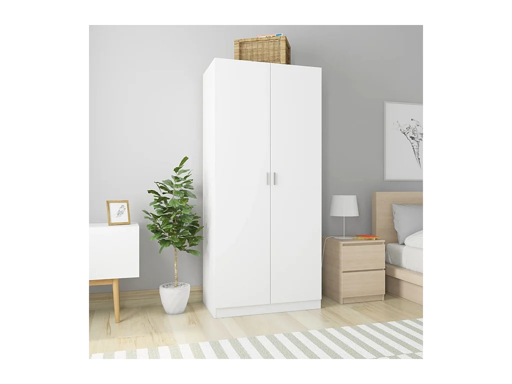 Armario blanco 90x52x200 cm Madera contrachapada