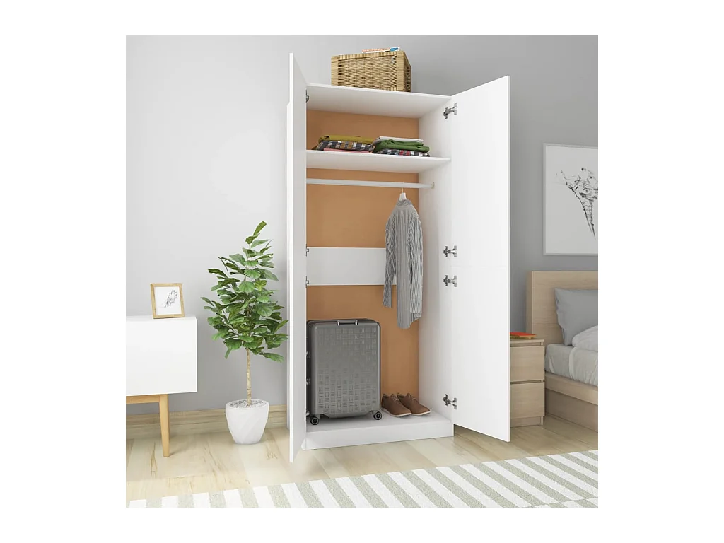 Armario blanco 90x52x200 cm Madera contrachapada