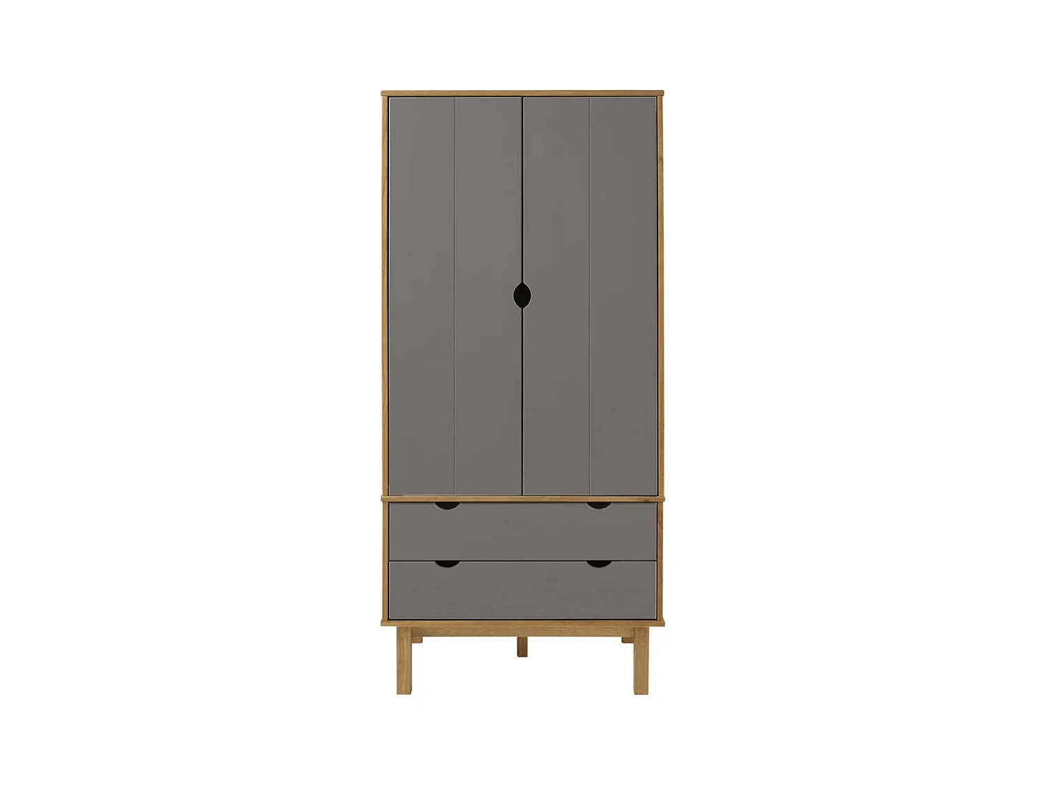 OTTA Kleiderschrank Braun und Grau 76,5 x 53 x 172 cm Massivholz Kiefer
