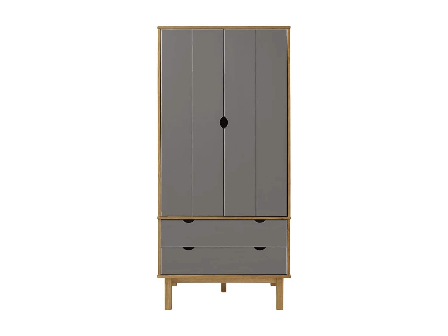 Armario OTTA Marrón y Gris 76,5x53x172 cm Madera Maciza de Pino
