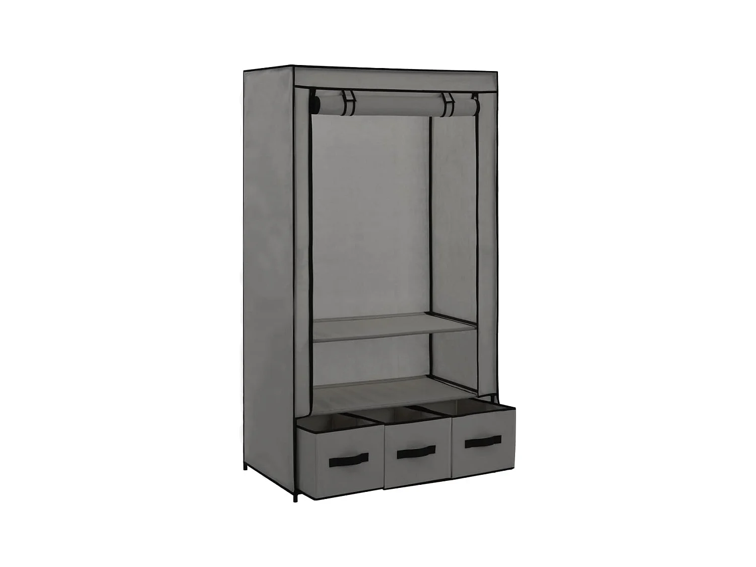 Grauer Kleiderschrank 87 x 49 x 159 cm Stoff