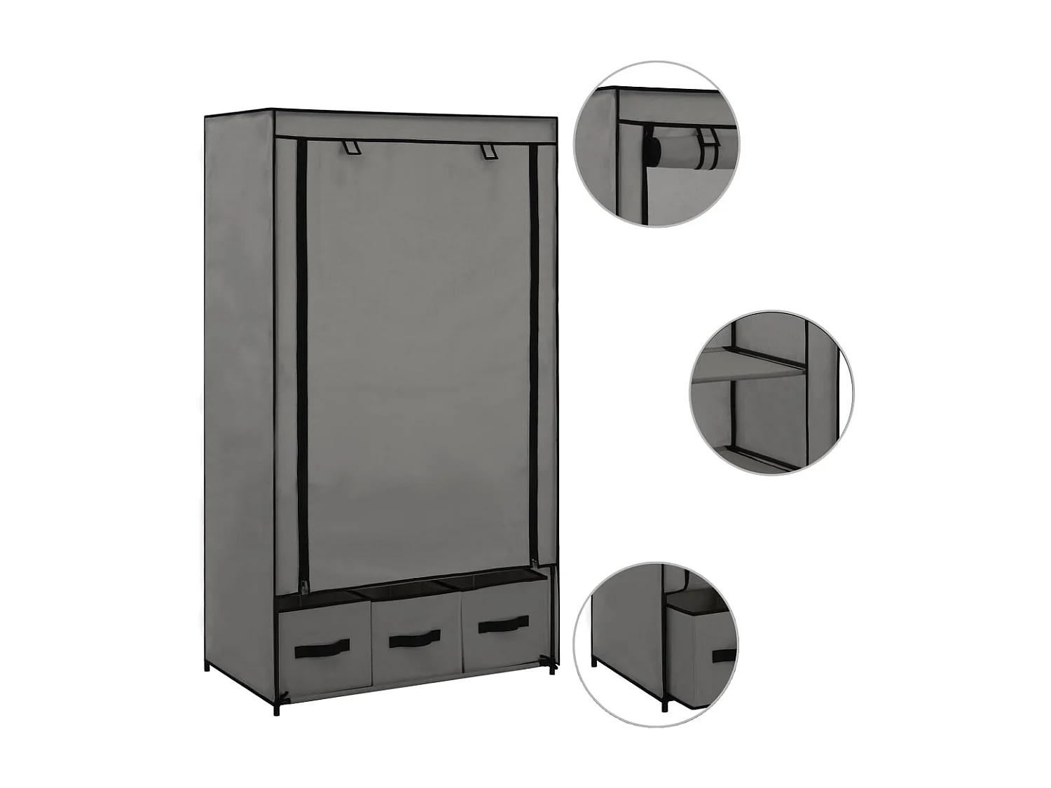 Armario gris 87 x 49 x 159 cm Tela